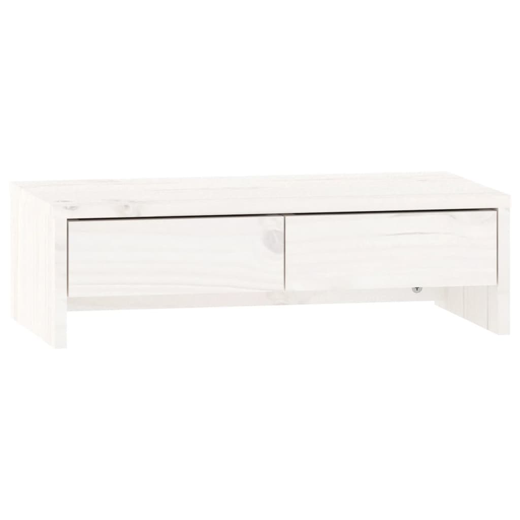 Monitor Stand White 50x27x15 cm Solid Pine