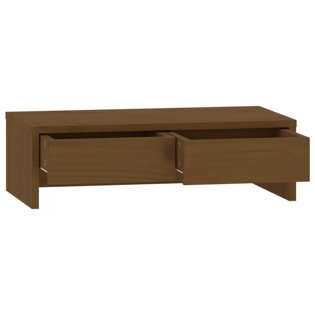 Monitor stand honey brown 50x27x15 cm solid pine wood