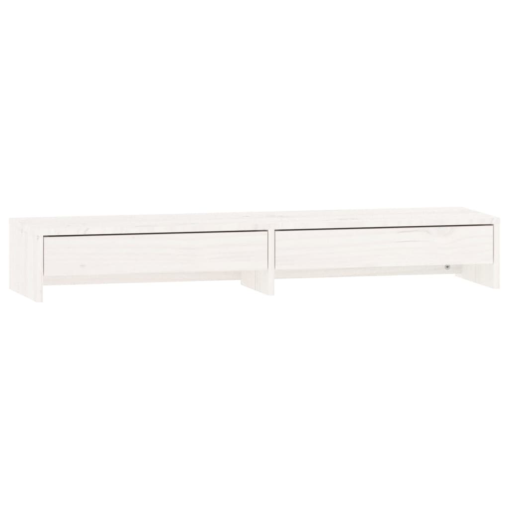 Monitor Stand White 100x27x15 cm Solid Pine