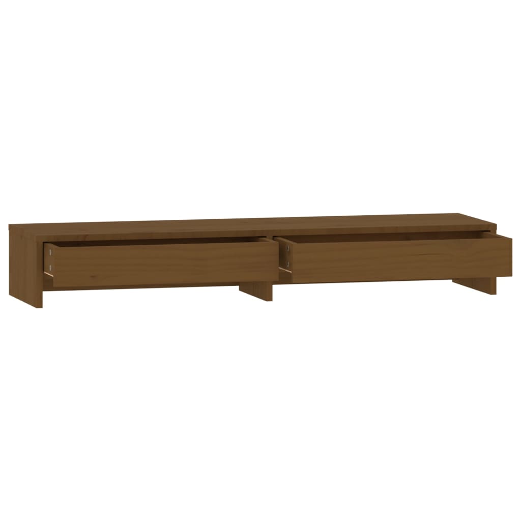 Monitor Stand Honey Brown 100x27x15 cm Solid Pine Wood