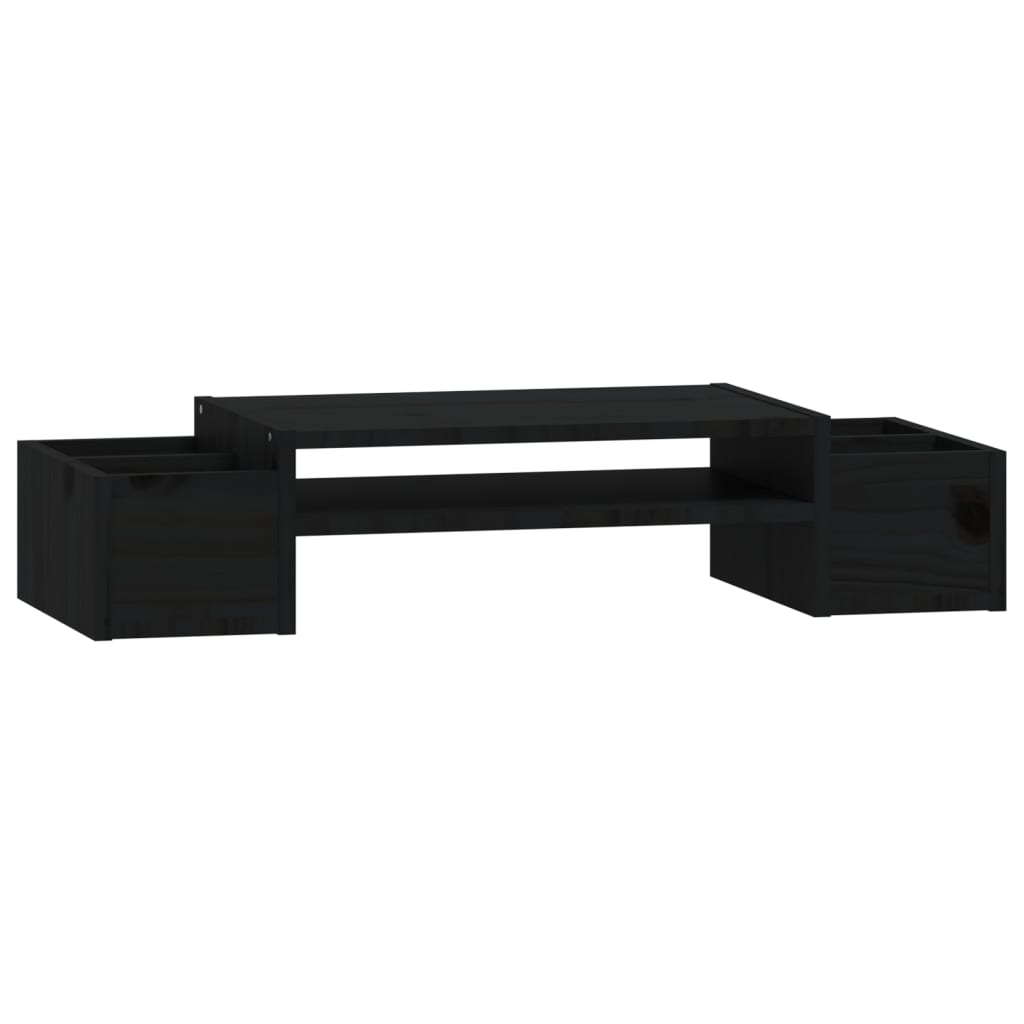 Monitor Stand Black 70x27.5x15 cm Solid Pine