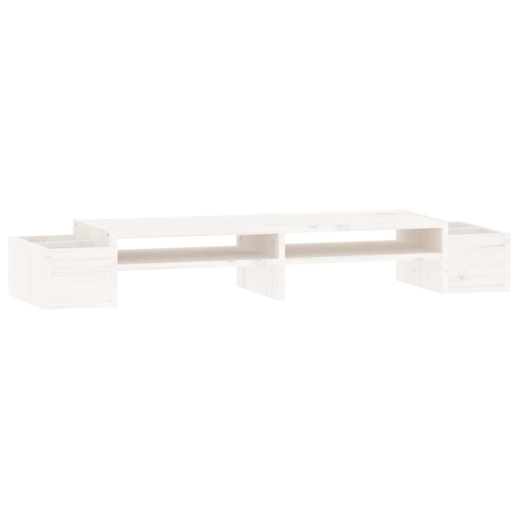 Monitor Stand White 100x27.5x15 cm Solid Pine