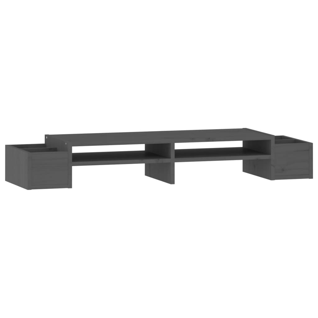 Monitor Stand Grey 100x27.5x15 cm Solid Pine