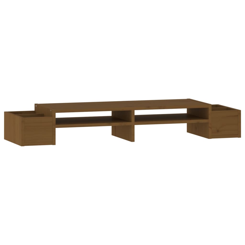 Monitor stand honey brown 100x27.5x15 cm solid pine wood