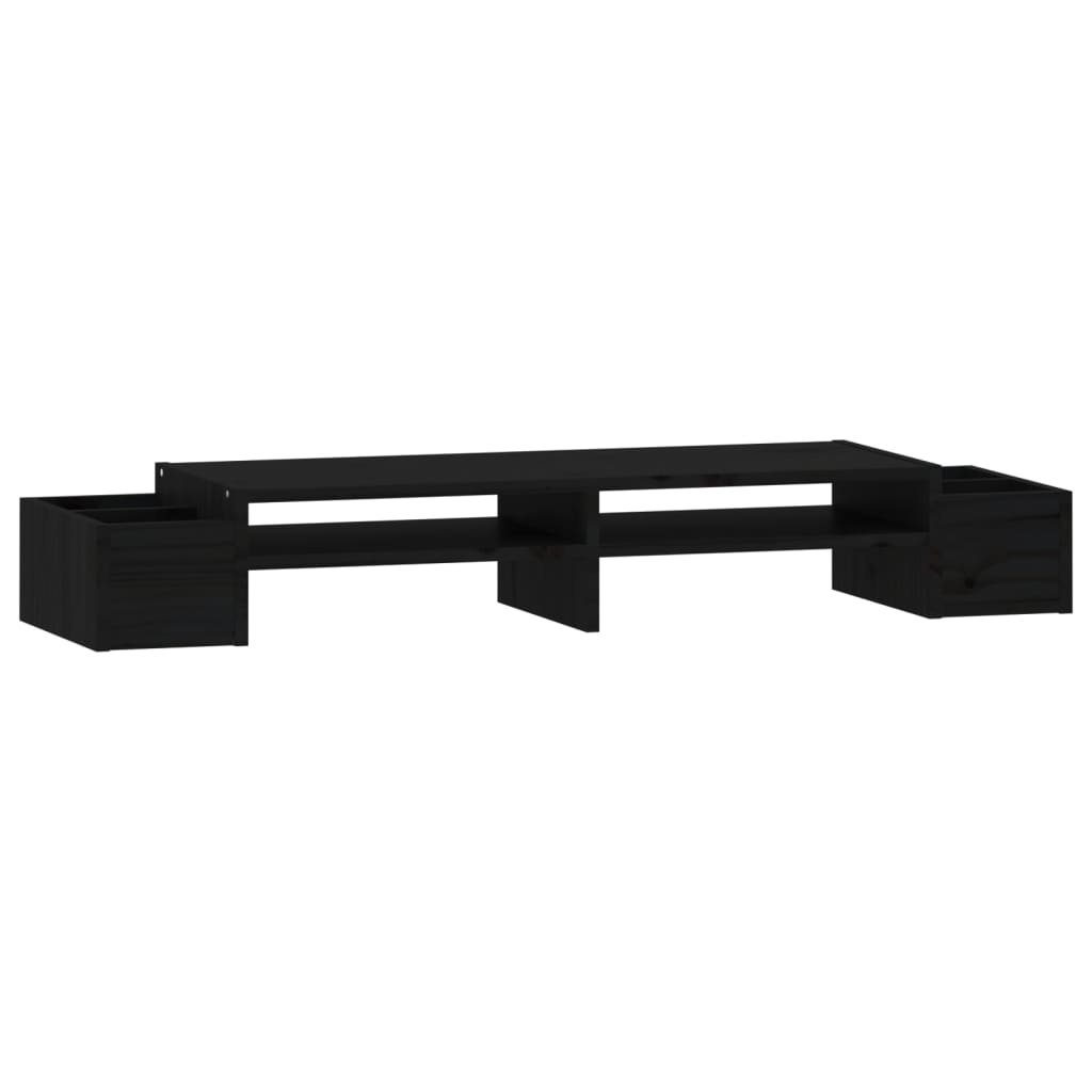 Monitor Stand Black 100x27.5x15 cm Solid Pine