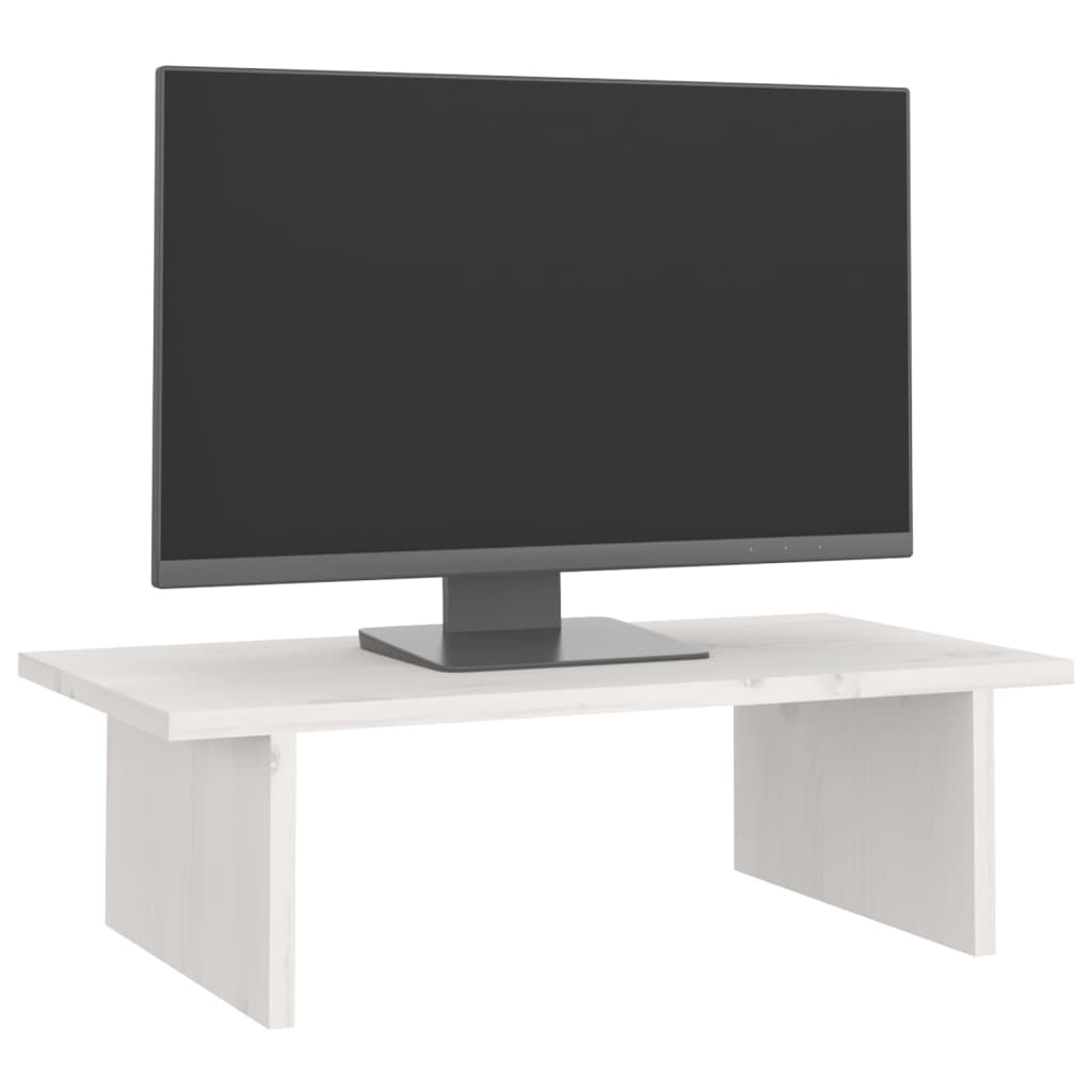 Monitor Stand White 50x27x15 cm Solid Pine