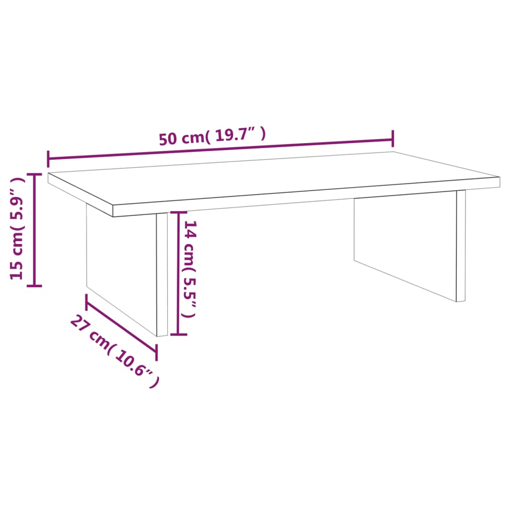 Monitor Stand White 50x27x15 cm Solid Pine