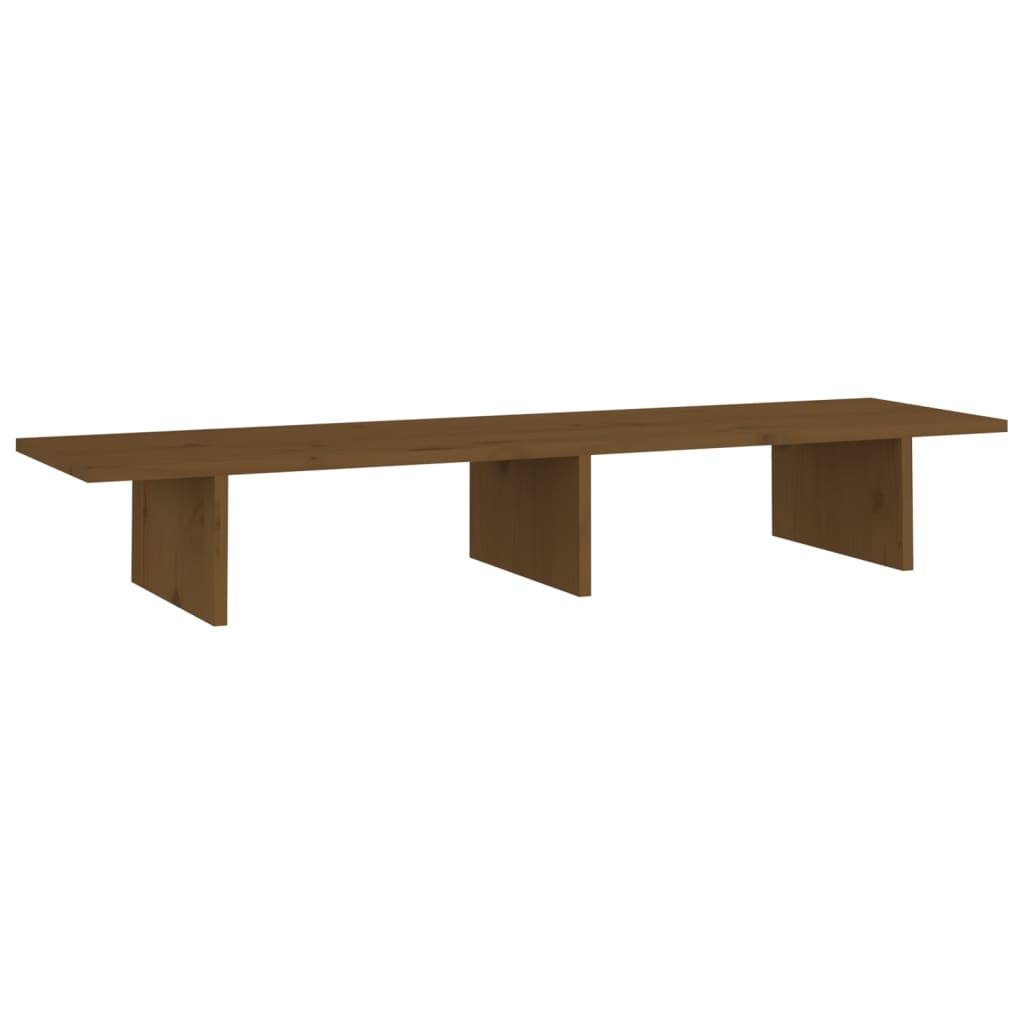 Monitor Stand Honey Brown 100x27x15 cm Solid Pine Wood