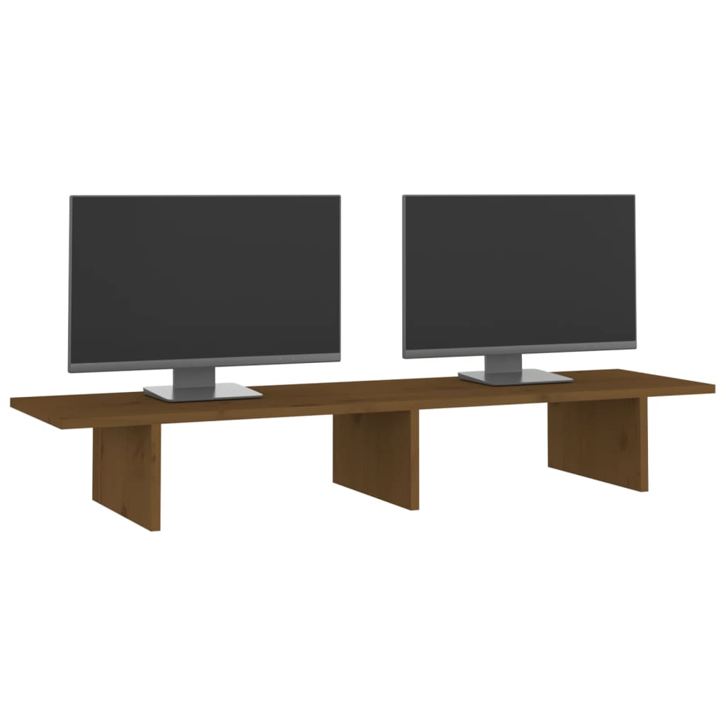 Monitor Stand Honey Brown 100x27x15 cm Solid Pine Wood