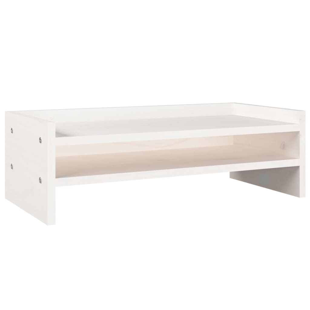 Monitor Stand White 50x24x16 cm Solid Pine