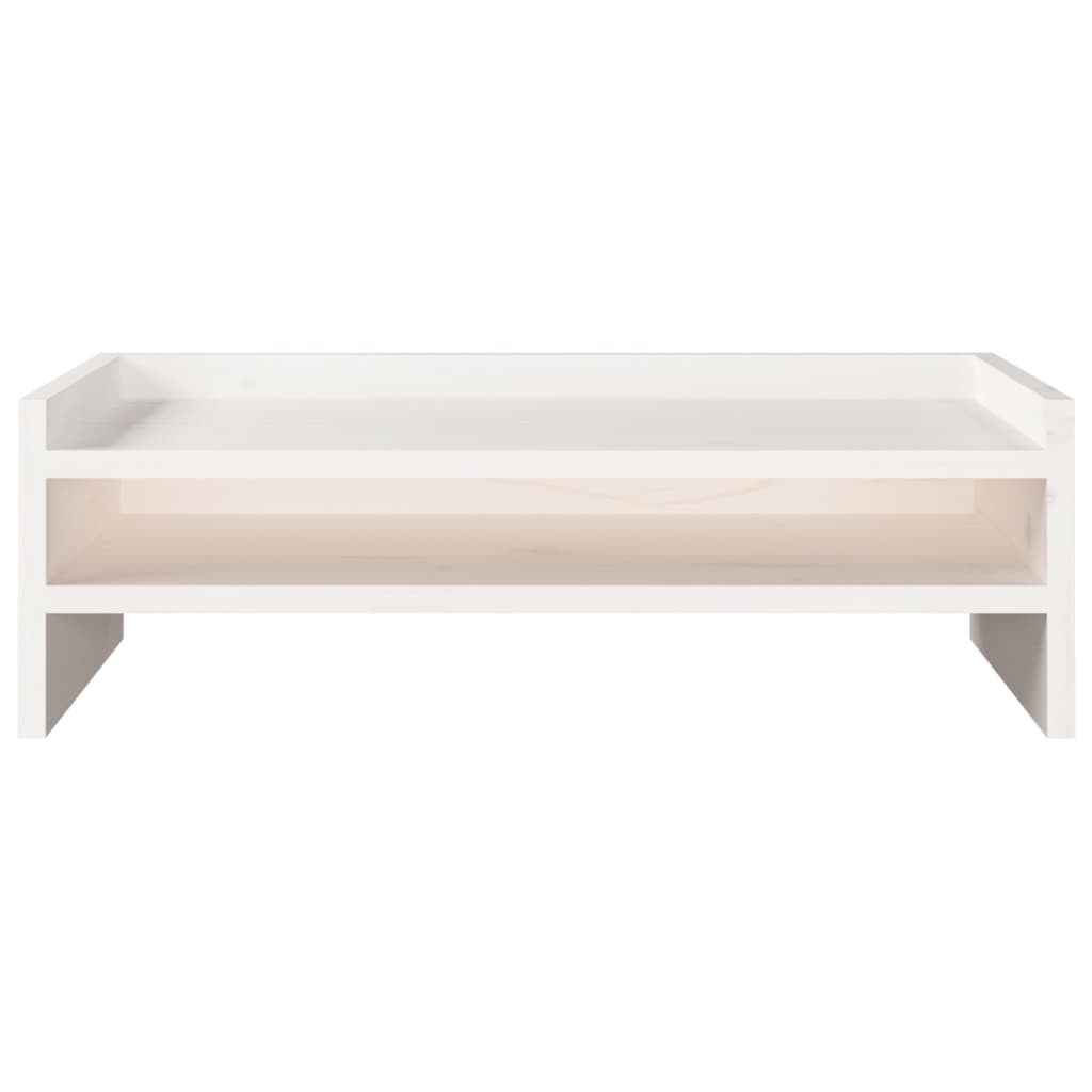 Monitor Stand White 50x24x16 cm Solid Pine