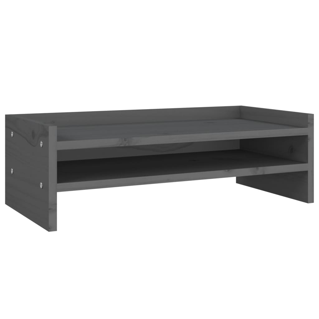 Monitor Stand Grey 50x24x16 cm Solid Pine Wood