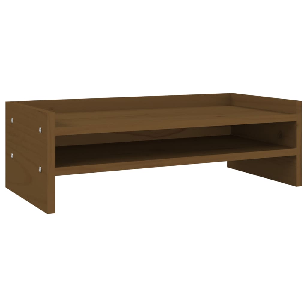 Monitor stand honey brown 50x24x16 cm solid pine wood