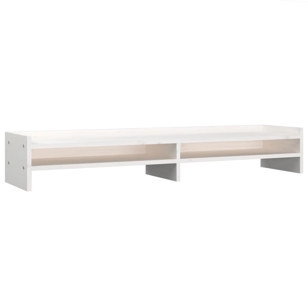 Monitor Stand White 100x24x16 cm Solid Pine