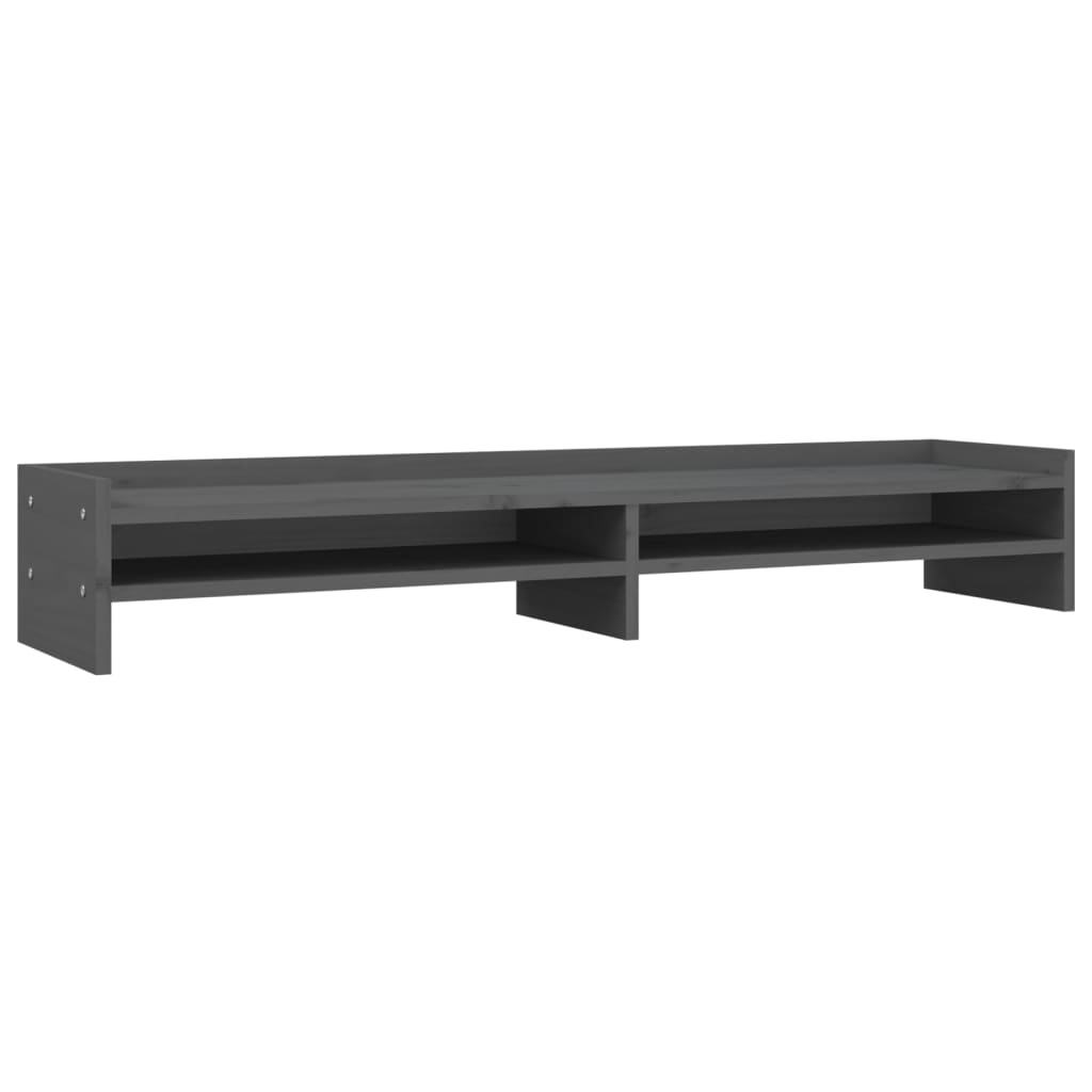 Monitor Stand Grey 100x24x16 cm Solid Pine