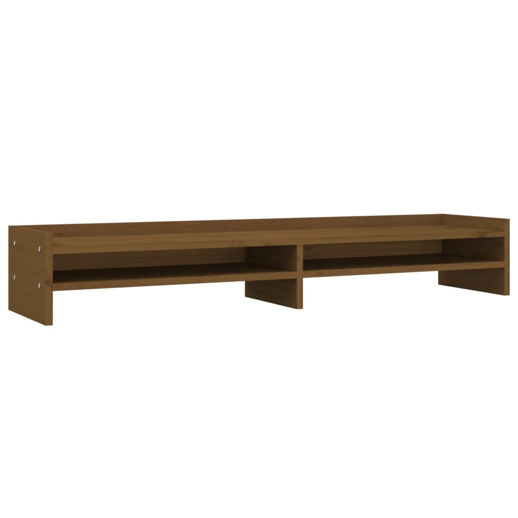 Monitor Stand Honey Brown 100x24x16 cm Solid Pine Wood