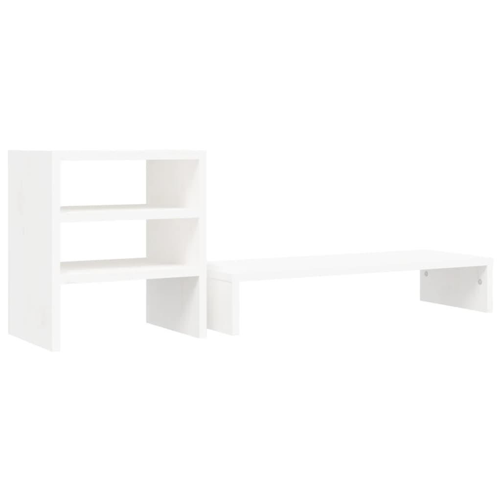 Monitor Stand White 81x20x30 cm Solid Pine