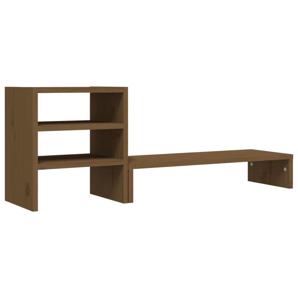 Monitor stand honey brown 81x20x30 cm solid pine wood