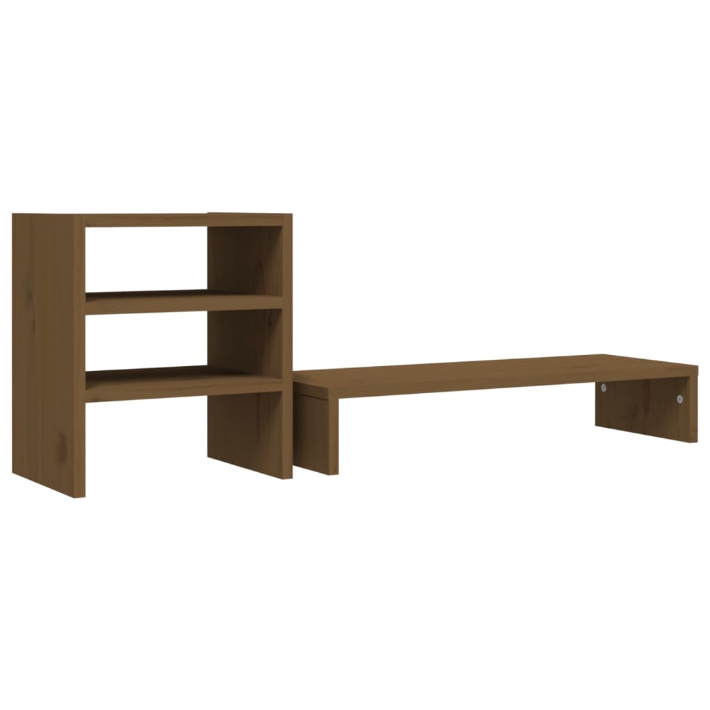 Monitor stand honey brown 81x20x30 cm solid pine wood