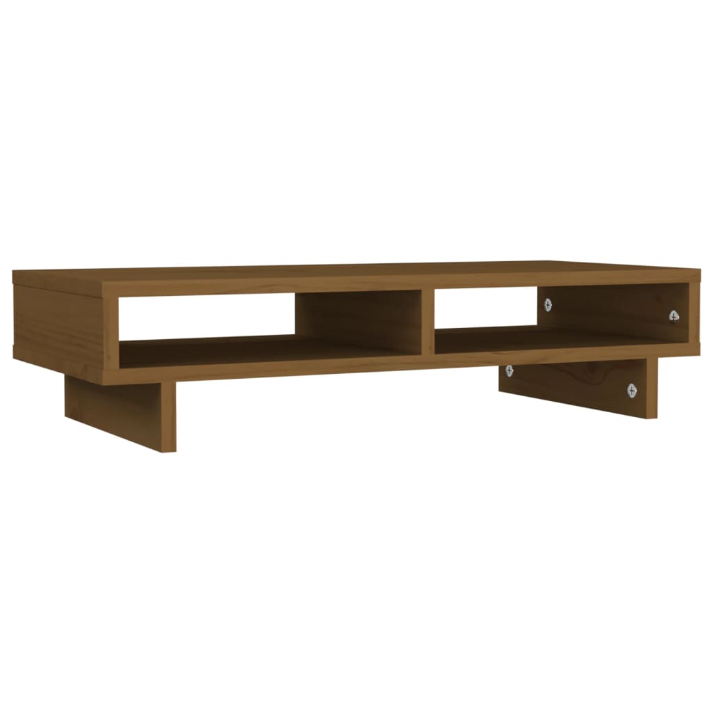 Monitor stand honey brown 60x27x14 cm solid pine wood