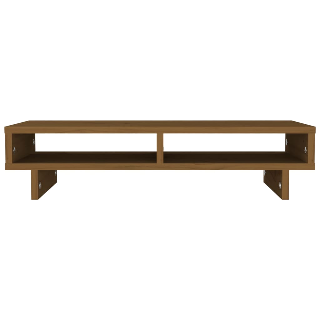 Monitor stand honey brown 60x27x14 cm solid pine wood