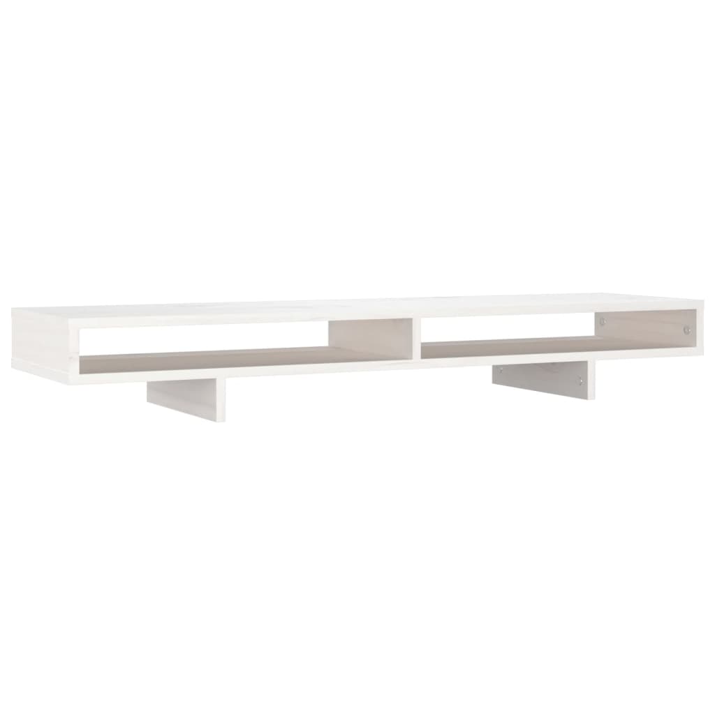 Monitor Stand White 100x27x14 cm Solid Pine