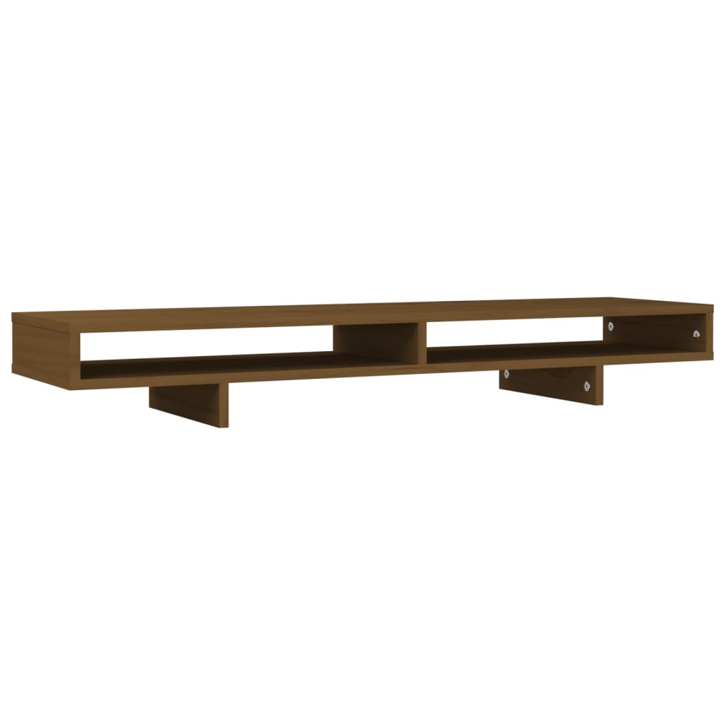 Monitor Stand Honey Brown 100x27x14 cm Solid Pine Wood