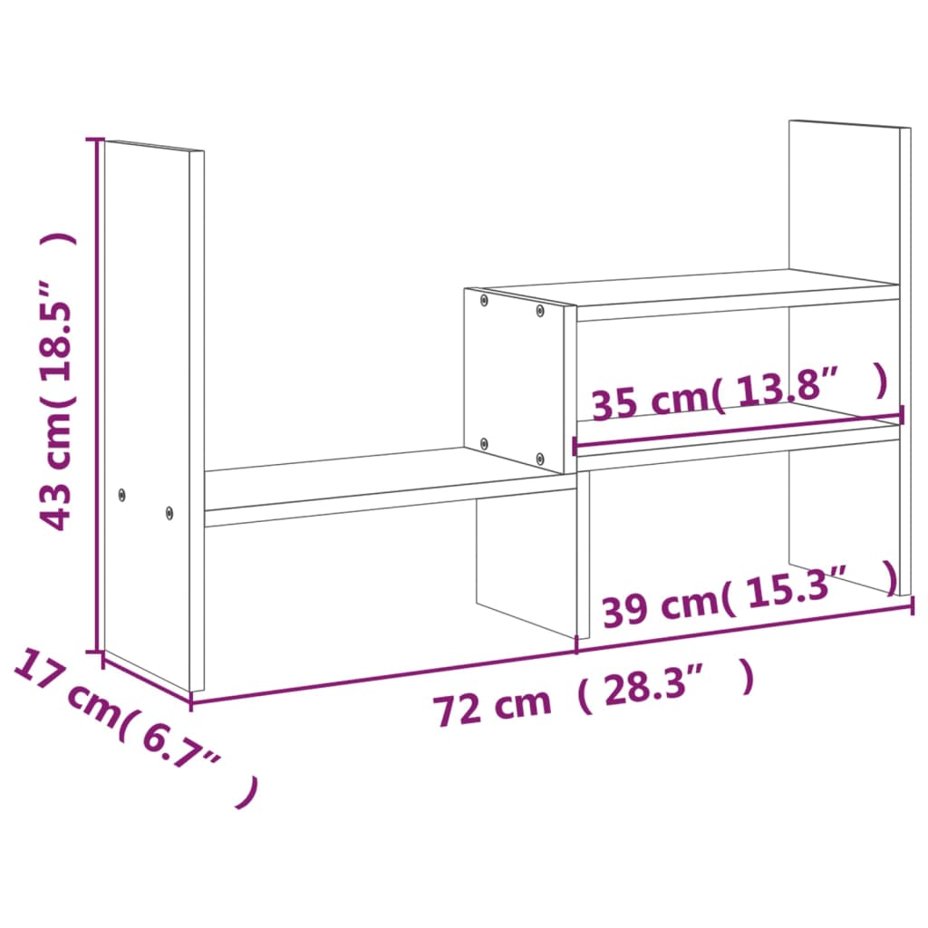 Monitor stand (39-72)x17x43 cm solid pine wood