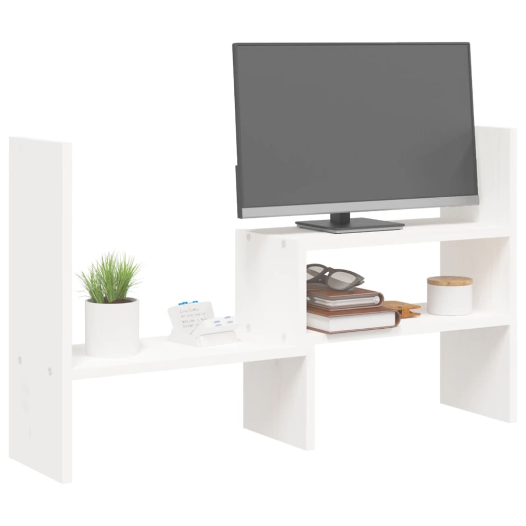 Monitor Stand White (39-72)x17x43 cm Solid Pine