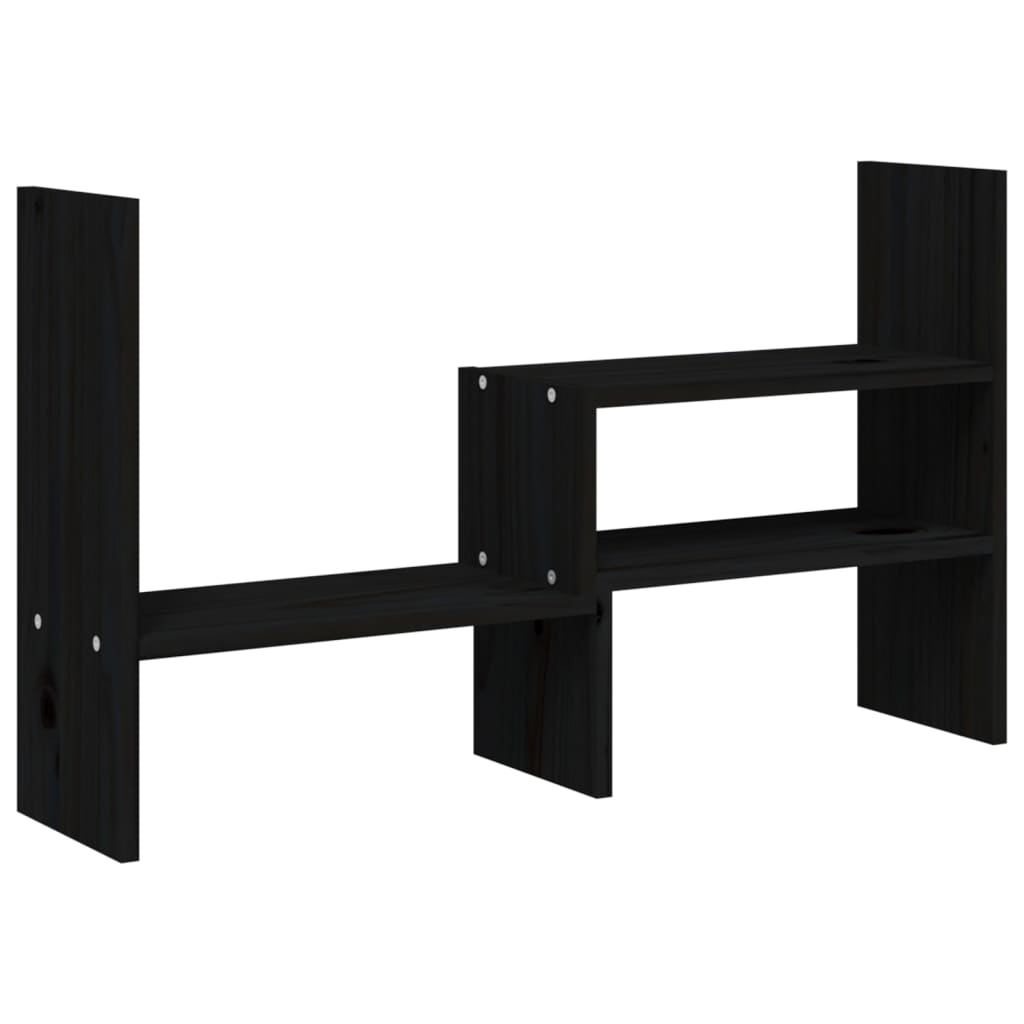 Monitor Stand Black (39-72)x17x43 cm Solid Pine