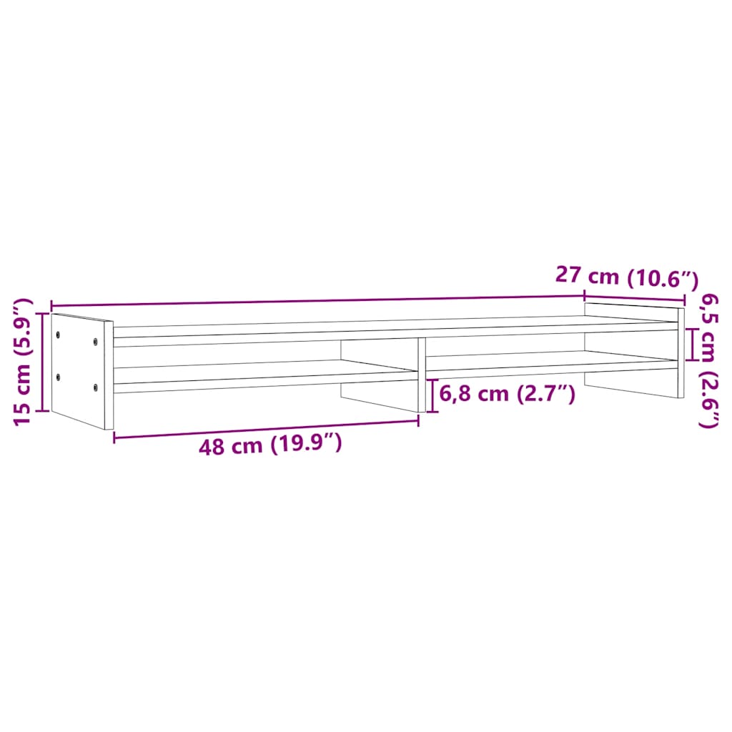 Monitor Stand White 100x27x15 cm Solid Pine