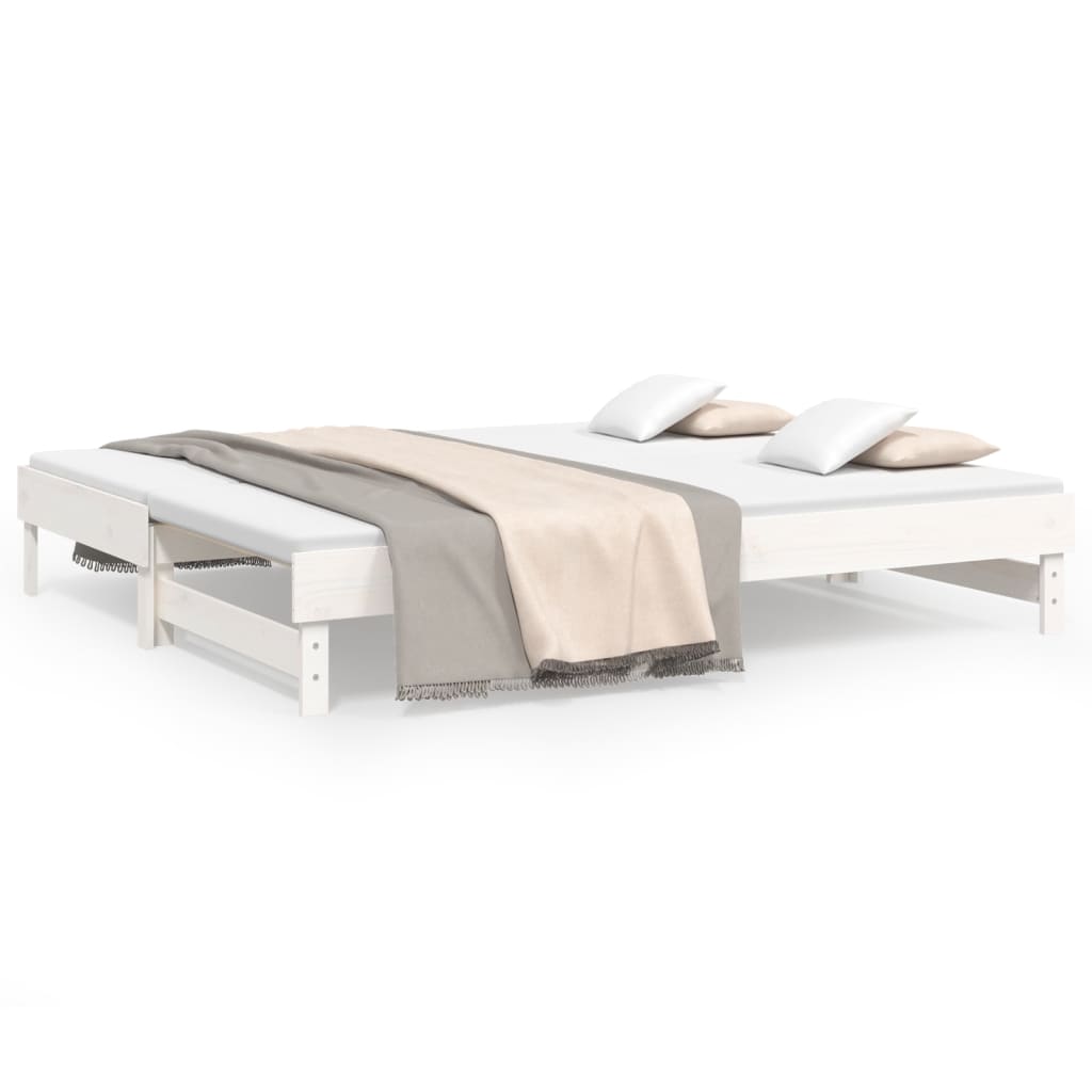 Daybed Extendable White 2x(100x200) cm Solid Pine Wood