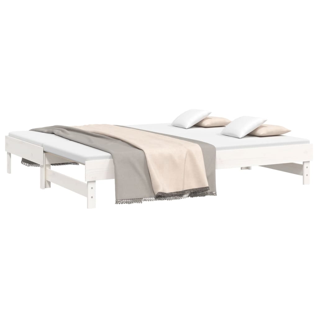 Daybed Extendable White 2x(100x200) cm Solid Pine Wood