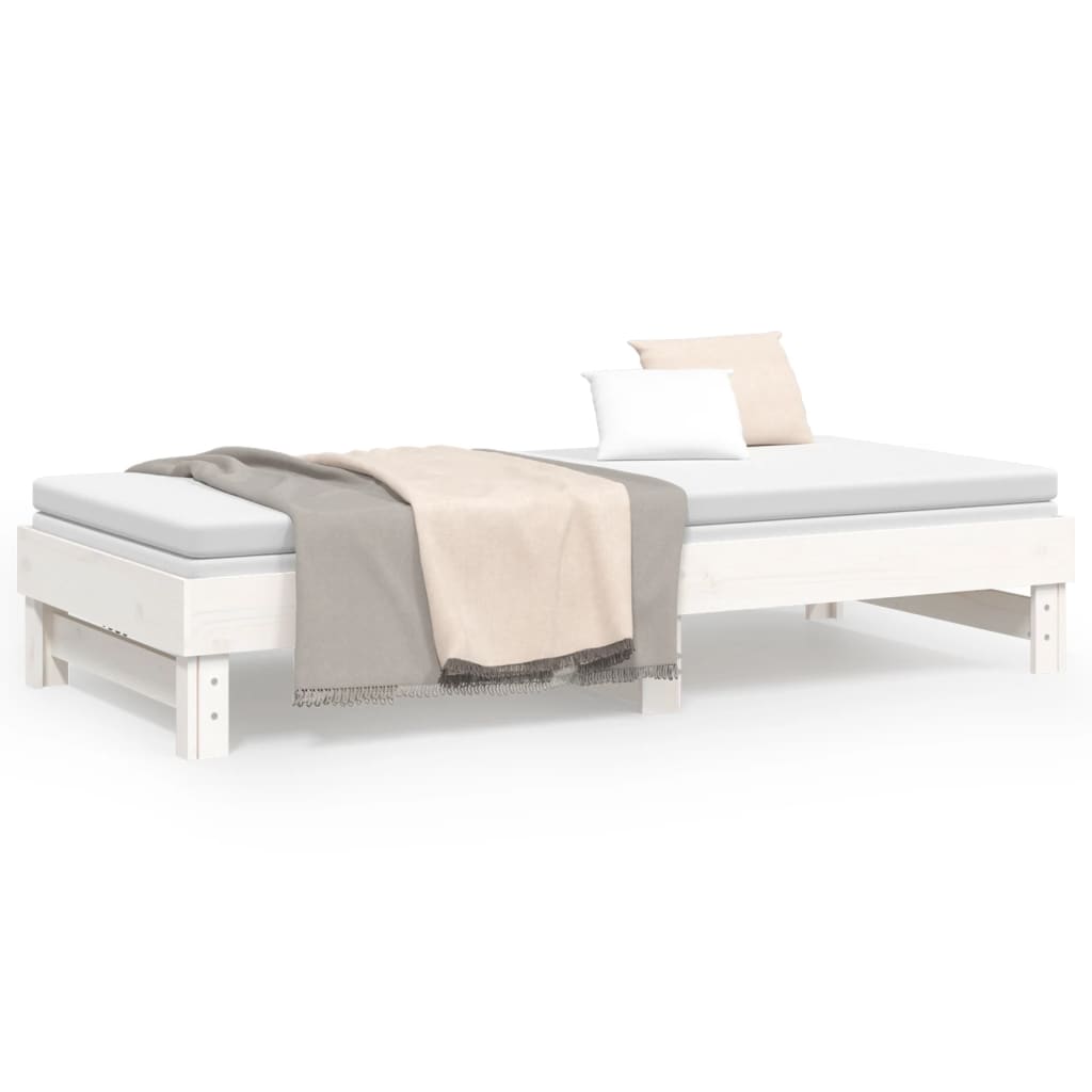 Daybed Extendable White 2x(100x200) cm Solid Pine Wood