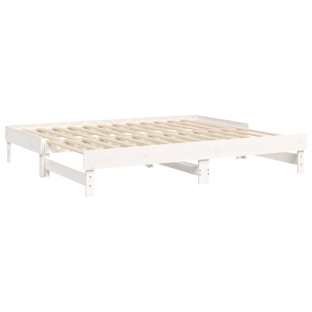 Daybed Extendable White 2x(100x200) cm Solid Pine Wood