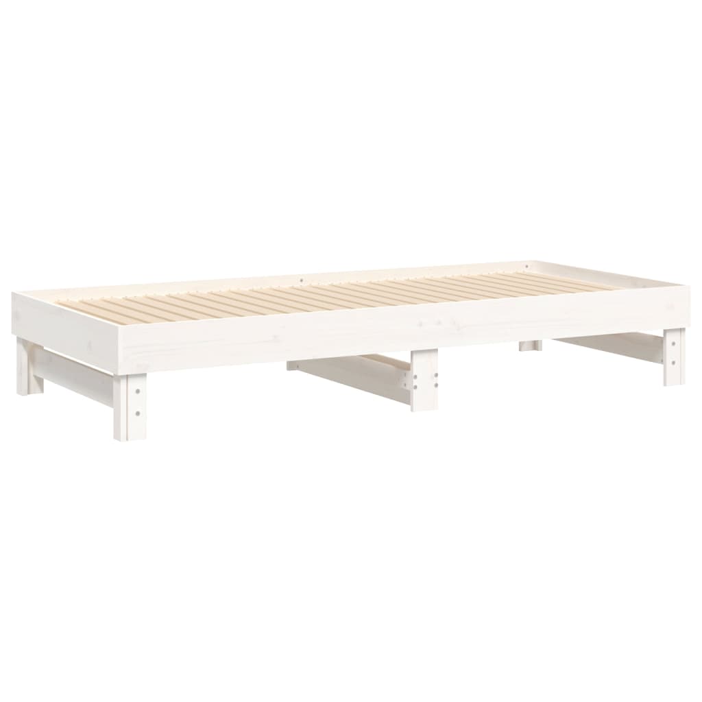 Daybed Extendable White 2x(100x200) cm Solid Pine Wood