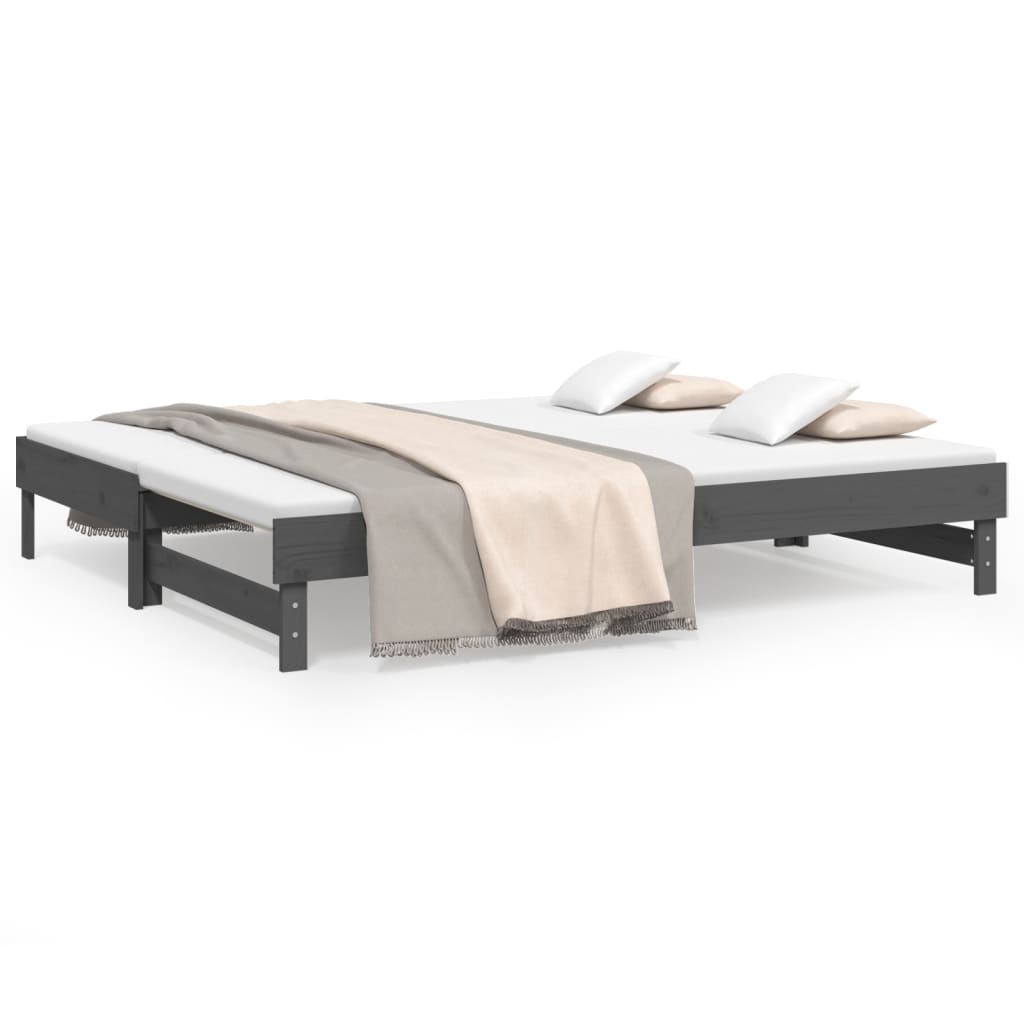 Daybed Extendable Grey 2x(100x200) cm Solid Pine Wood