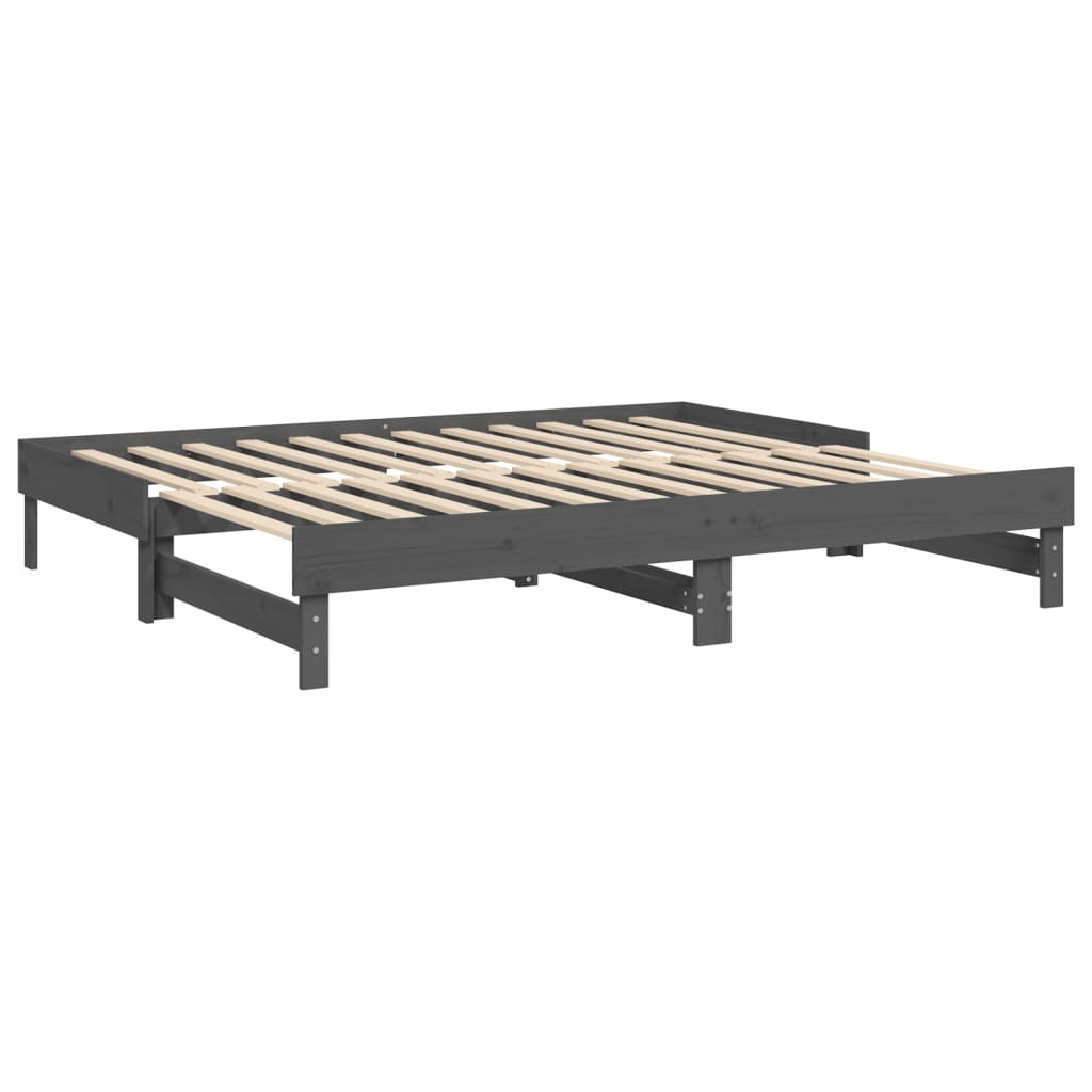 Daybed Extendable Grey 2x(100x200) cm Solid Pine Wood