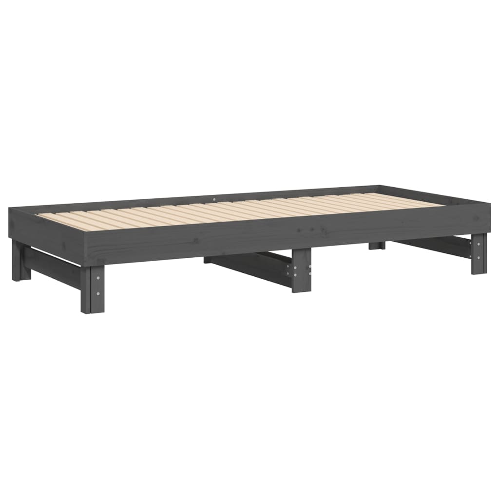 Daybed Extendable Grey 2x(100x200) cm Solid Pine Wood