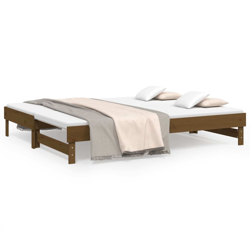 Daybed extendable honey brown 2x(100x200)cm solid pine wood