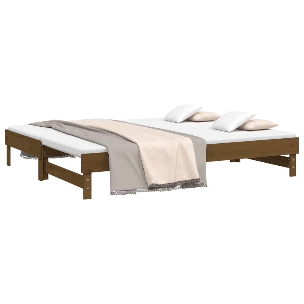 Daybed extendable honey brown 2x(100x200)cm solid pine wood