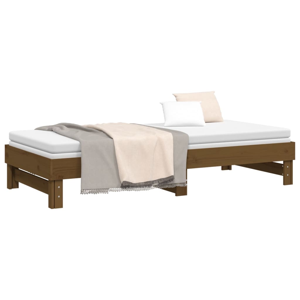 Daybed extendable honey brown 2x(100x200)cm solid pine wood