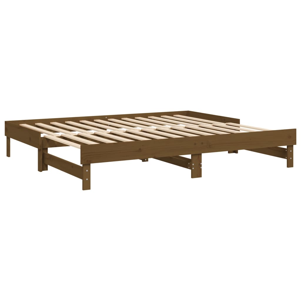 Daybed extendable honey brown 2x(100x200)cm solid pine wood