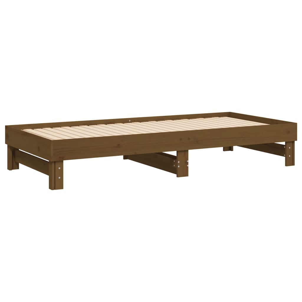 Daybed extendable honey brown 2x(100x200)cm solid pine wood