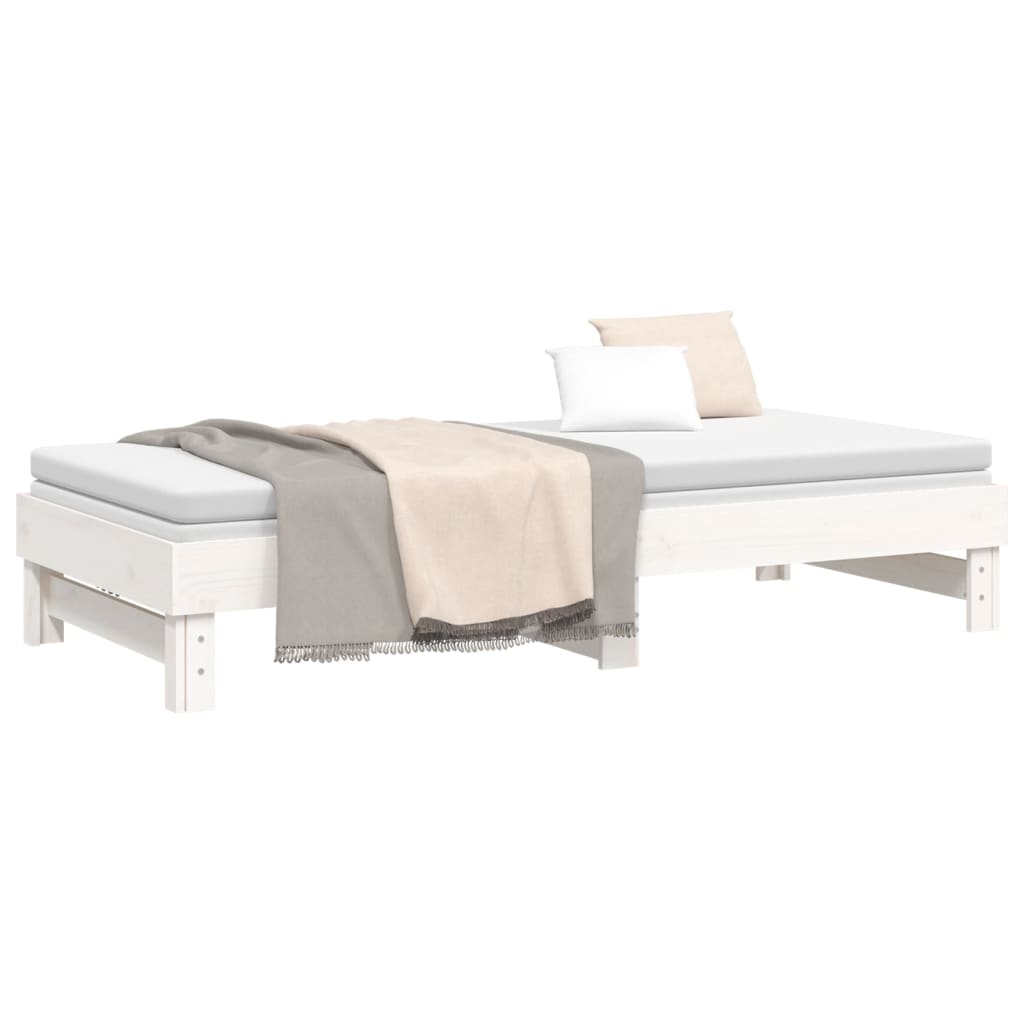 Daybed Extendable White 2x(90x200) cm Solid Pine