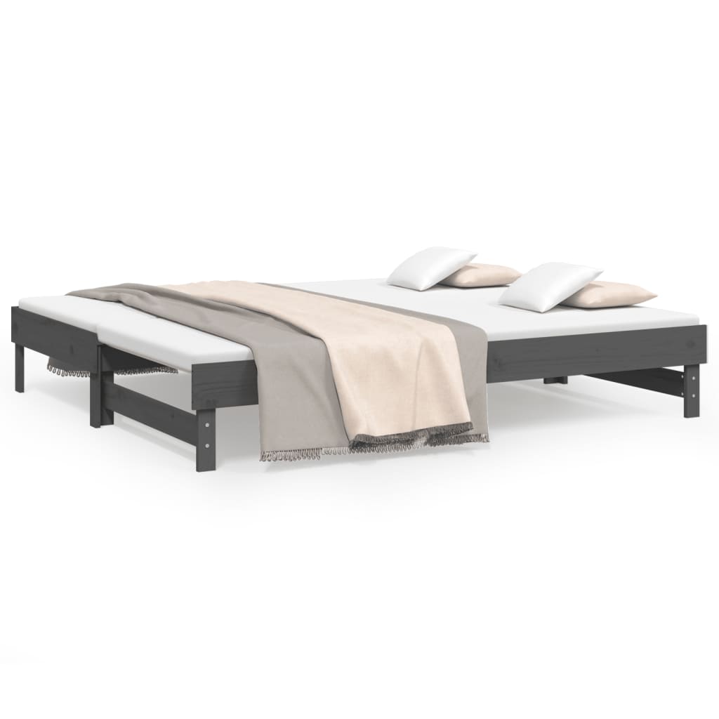 Daybed Extendable Grey 2x(90x200) cm Solid Pine Wood