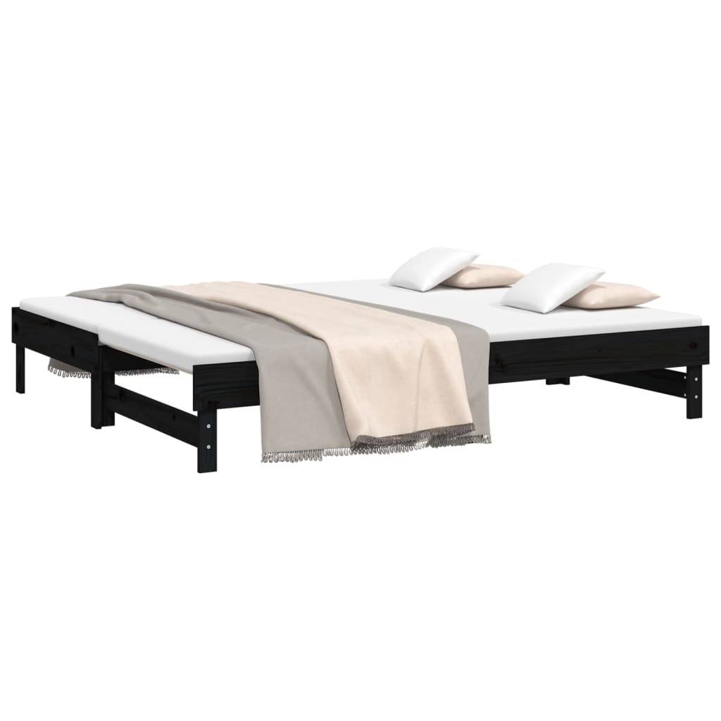 Daybed Extendable Black 2x(90x200) cm Solid Pine Wood