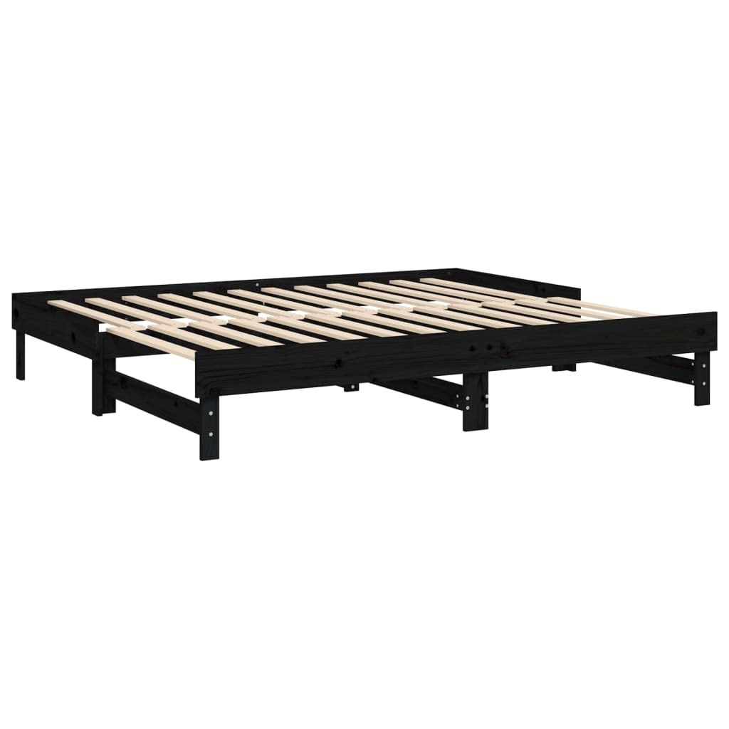 Daybed Extendable Black 2x(90x200) cm Solid Pine Wood