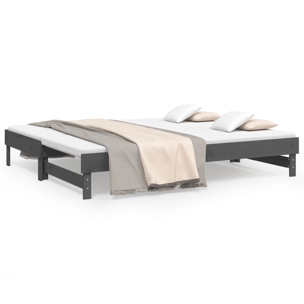 Daybed Extendable Grey 2x(80x200) cm Solid Pine Wood