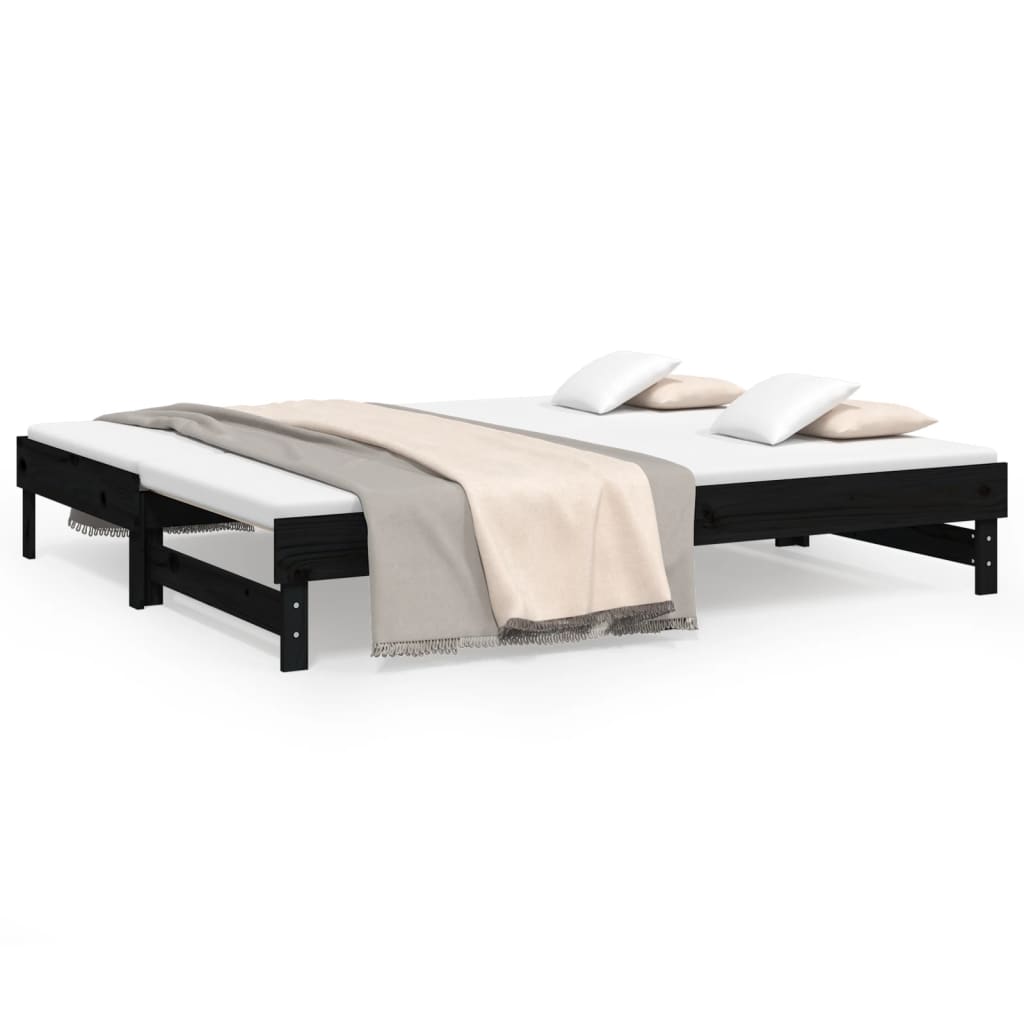 Daybed Extendable Black 2x(80x200) cm Solid Pine